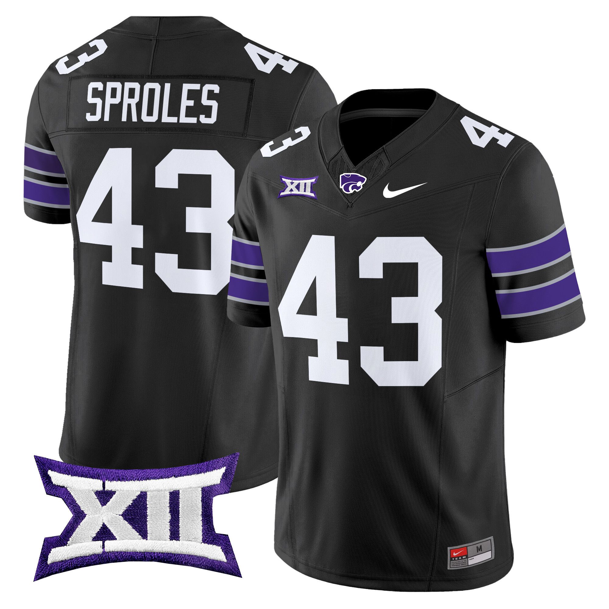 Men Kansas State Wildcats #43 Sproles Black Nike 2024 Vapor Limited NCAA Jersey style 1